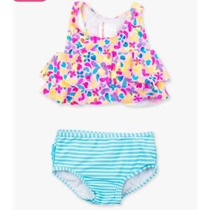 NWT RuffleButts Girls Size 6 Vibrant Neon Flounce Bikini 2-Piece Swimsuit